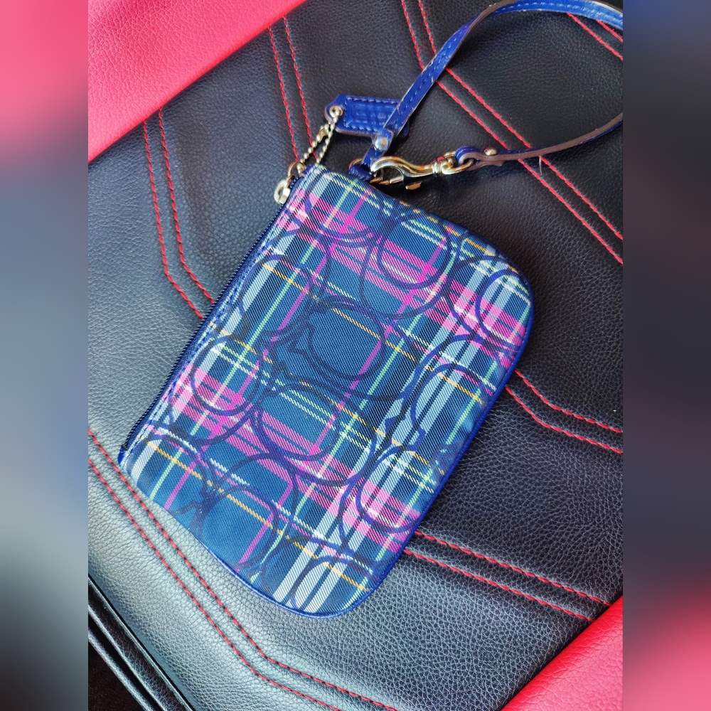💙 COACH 💜 Wristlet Card Coin Keychain Purse Wallet